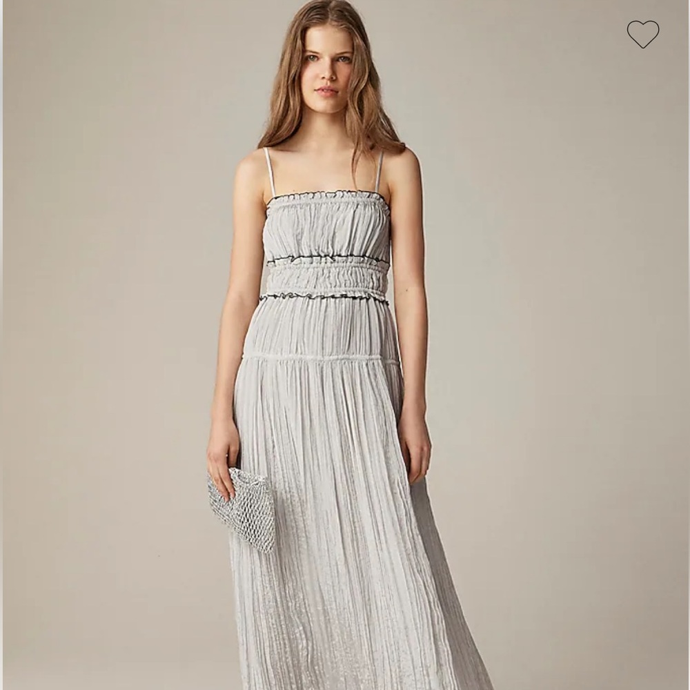 NWT J. Crew Light Gray Crinkled Maxi Dress size S